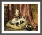 Kittens at Play — The Hanging Cord by Henriette Ronner-Knip — dark grey frame