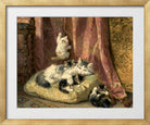 Kittens at Play — The Hanging Cord by Henriette Ronner-Knip — gold frame