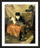 Kittens at Play — The Orange Chair by Henriette Ronner-Knip — black frame