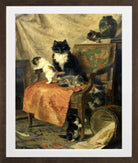 Kittens at Play — The Orange Chair by Henriette Ronner-Knip — brown frame