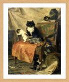 Kittens at Play — The Orange Chair by Henriette Ronner-Knip — oak frame
