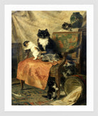 Kittens at Play — The Orange Chair by Henriette Ronner-Knip — white frame