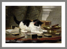 The Cat at Play by Henriette Ronner-Knip — light grey frame