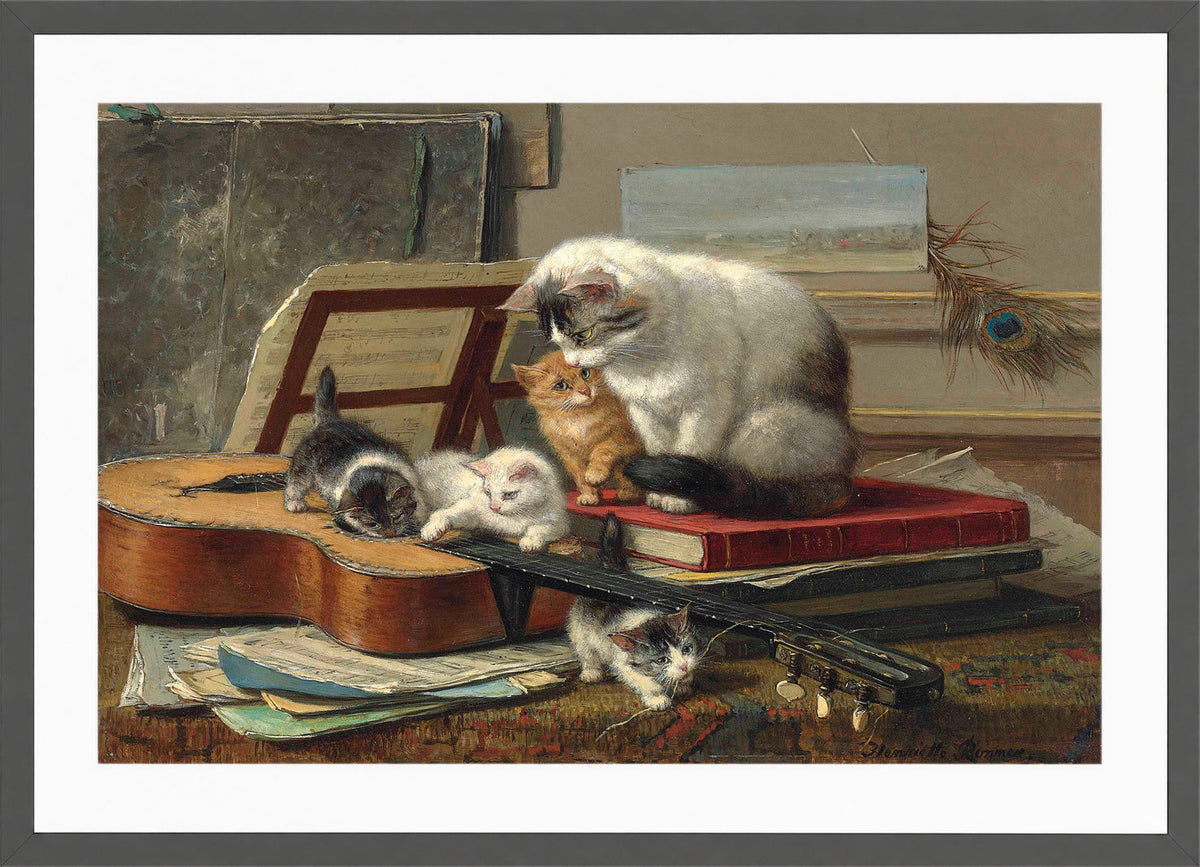 The Music Lesson by Henriette Ronner-Knip — dark grey frame