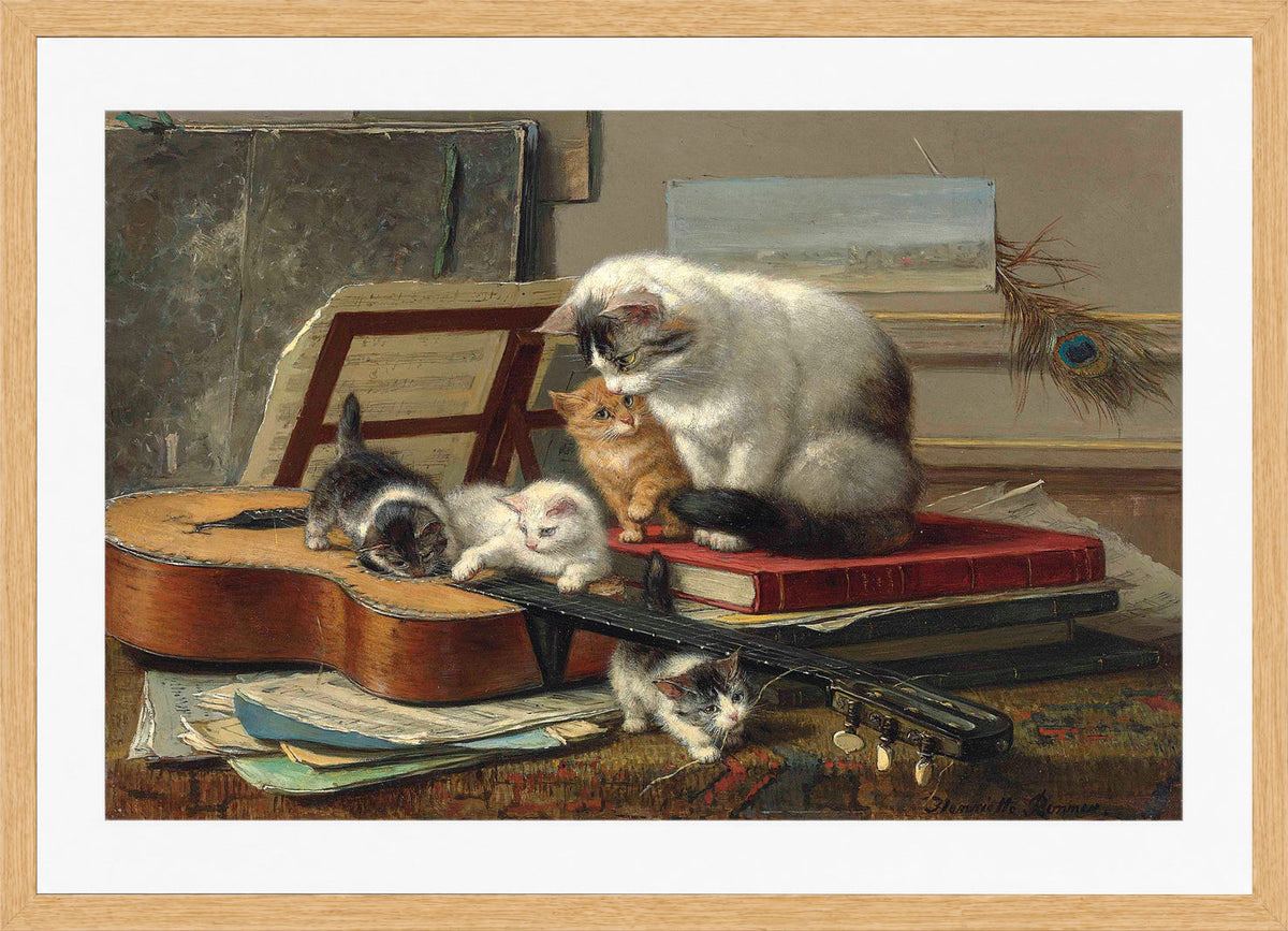 The Music Lesson by Henriette Ronner-Knip — oak frame