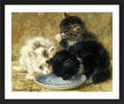 Three Kittens (1895) by Henriette Ronner-Knip — black frame