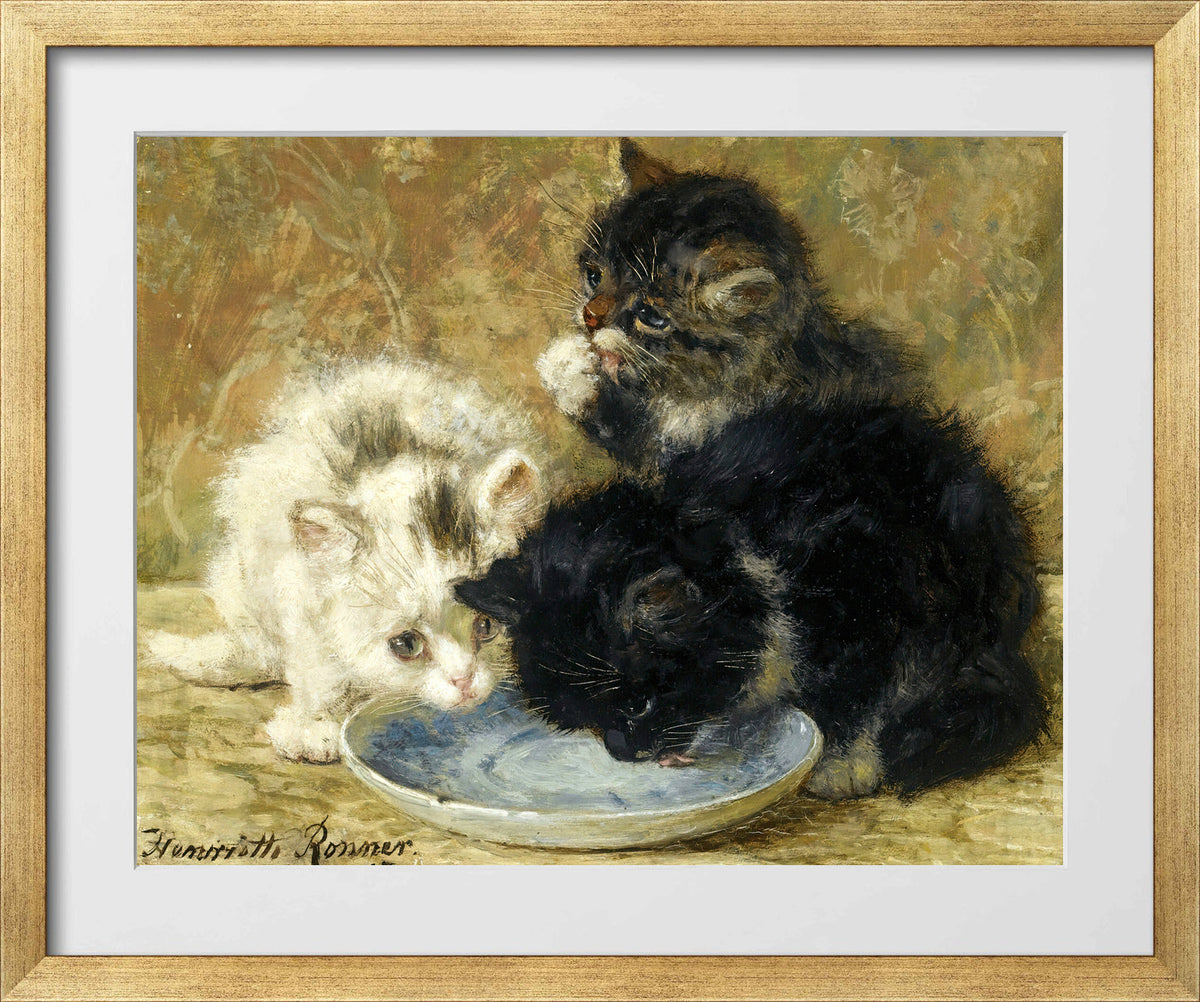 Three Kittens (1895) by Henriette Ronner-Knip — gold frame
