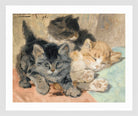 Three Kittens (1896) by Henriette Ronner-Knip — white frame