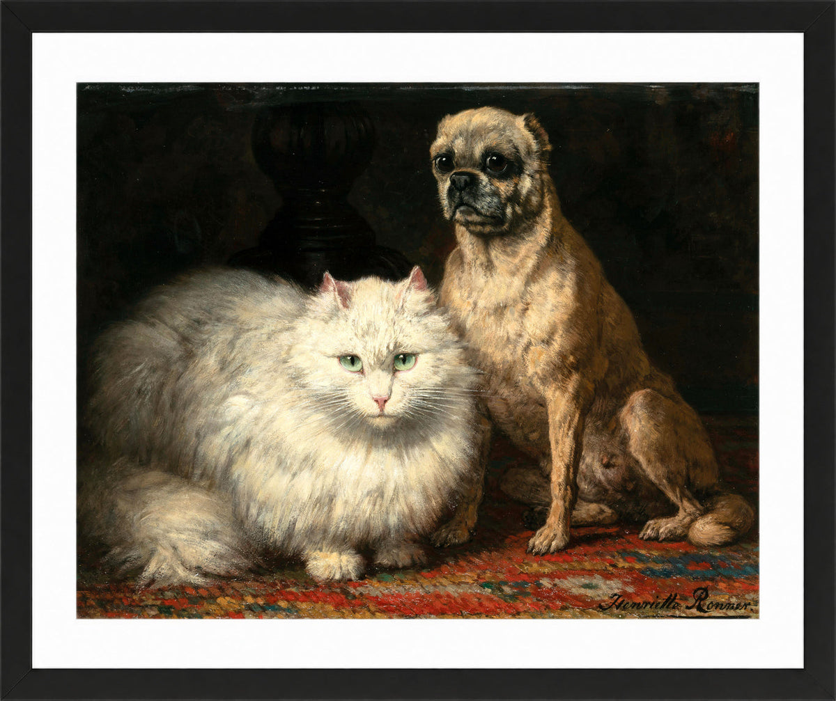 Two Friends by Henriette Ronner-Knip — black frame