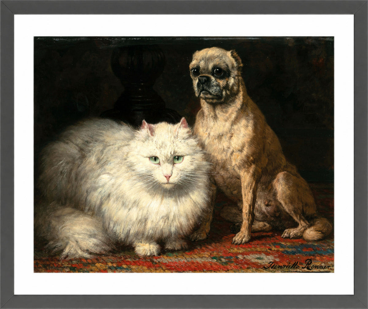 Two Friends by Henriette Ronner-Knip — dark grey frame