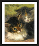 Two Kittens (1894) by Henriette Ronner-Knip — black frame