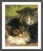 Two Kittens (1894) by Henriette Ronner-Knip — dark grey frame