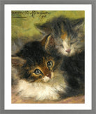 Two Kittens (1894) by Henriette Ronner-Knip — light grey frame