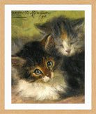 Two Kittens (1894) by Henriette Ronner-Knip — oak frame