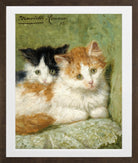 Two Kittens Sitting on a Cushion (1895) by Henriette Ronner-Knip — brown frame