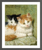Two Kittens Sitting on a Cushion (1895) by Henriette Ronner-Knip — dark grey frame