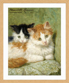 Two Kittens Sitting on a Cushion (1895) by Henriette Ronner-Knip — oak frame