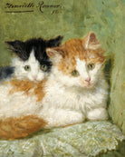 Two Kittens Sitting on a Cushion (1895) by Henriette Ronner-Knip — unframed