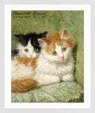 Two Kittens Sitting on a Cushion (1895) by Henriette Ronner-Knip — white frame