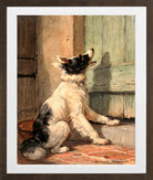 Waiting (1870) by Henriette Ronner-Knip — brown frame