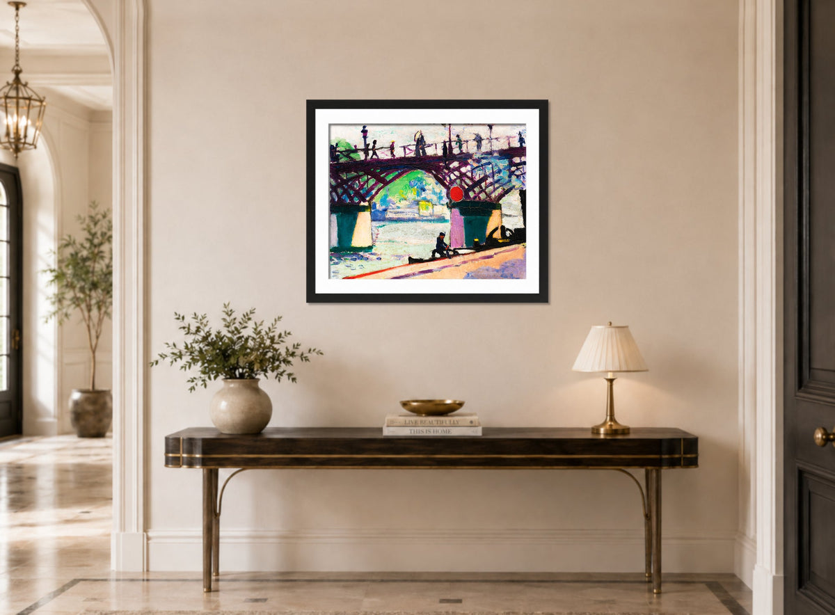 Pont des Arts by Henry Lyman Saÿen, above a console table