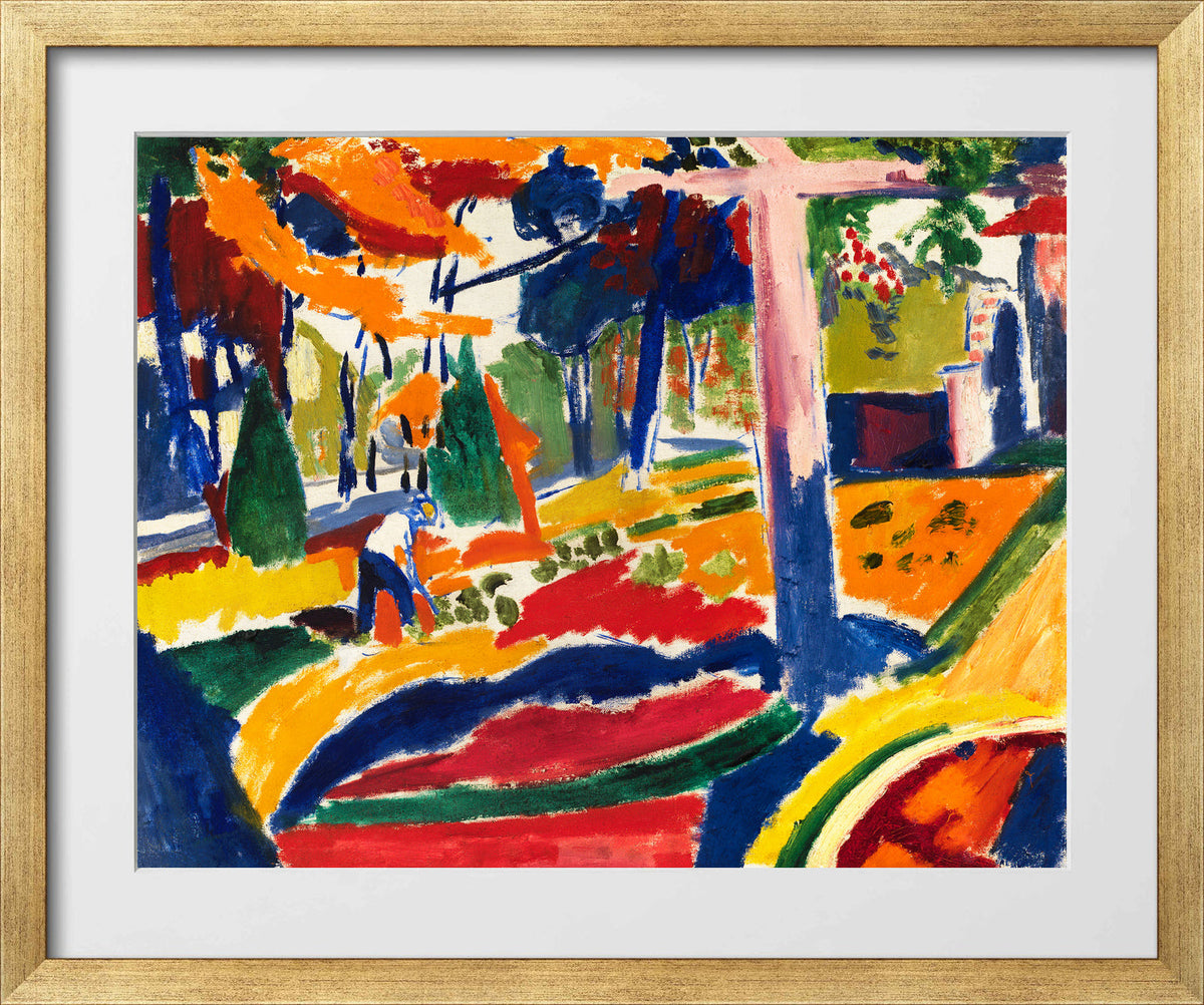 Garden by Henry Lyman Saÿen, in a gold frame