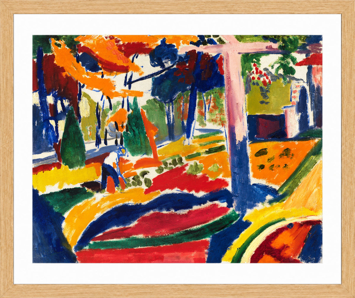 Garden by Henry Lyman Saÿen, in a oak frame
