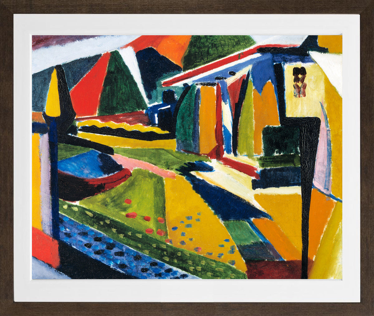 Abstract Landscape by Henry Lyman Saÿen, in a brown frame
