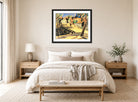 Hermann Max Pechstein Print, Große Mühlengraben-Brücke (Leba) (1921) displayed above a bed