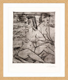 Hermann Max Pechstein Print, After the Bath (1920) in a light oak frame