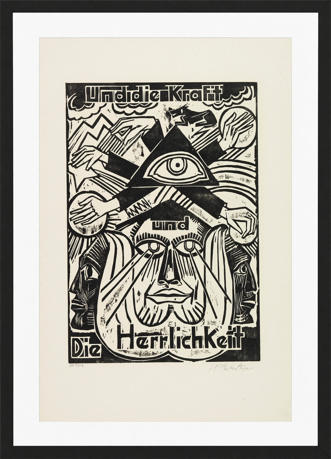 Hermann Max Pechstein Print, And the power and the glory (Und die Kraft und die Herrlichkeit) (1921) in a black frame