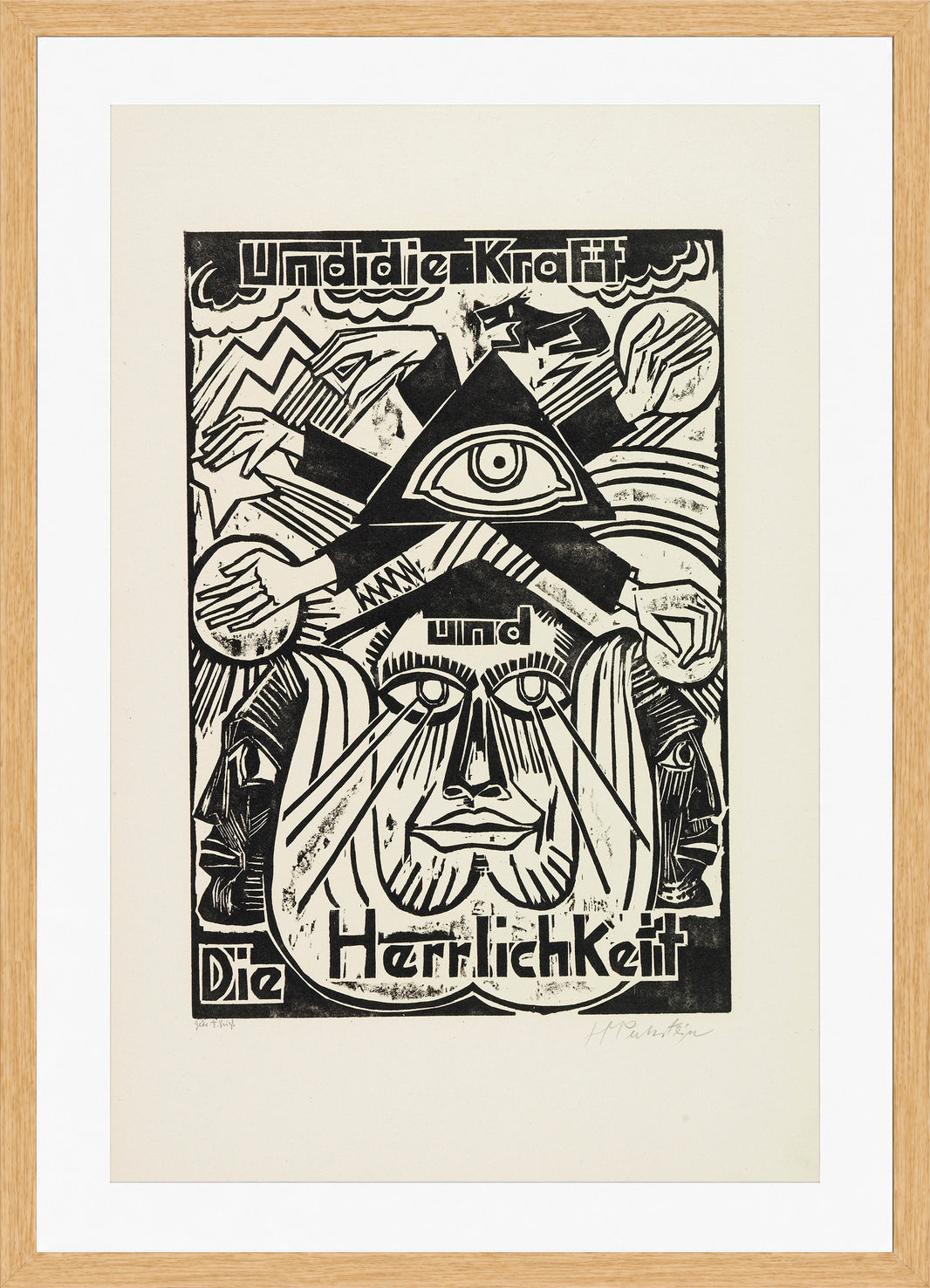 Hermann Max Pechstein Print, And the power and the glory (Und die Kraft und die Herrlichkeit) (1921) in a light oak frame