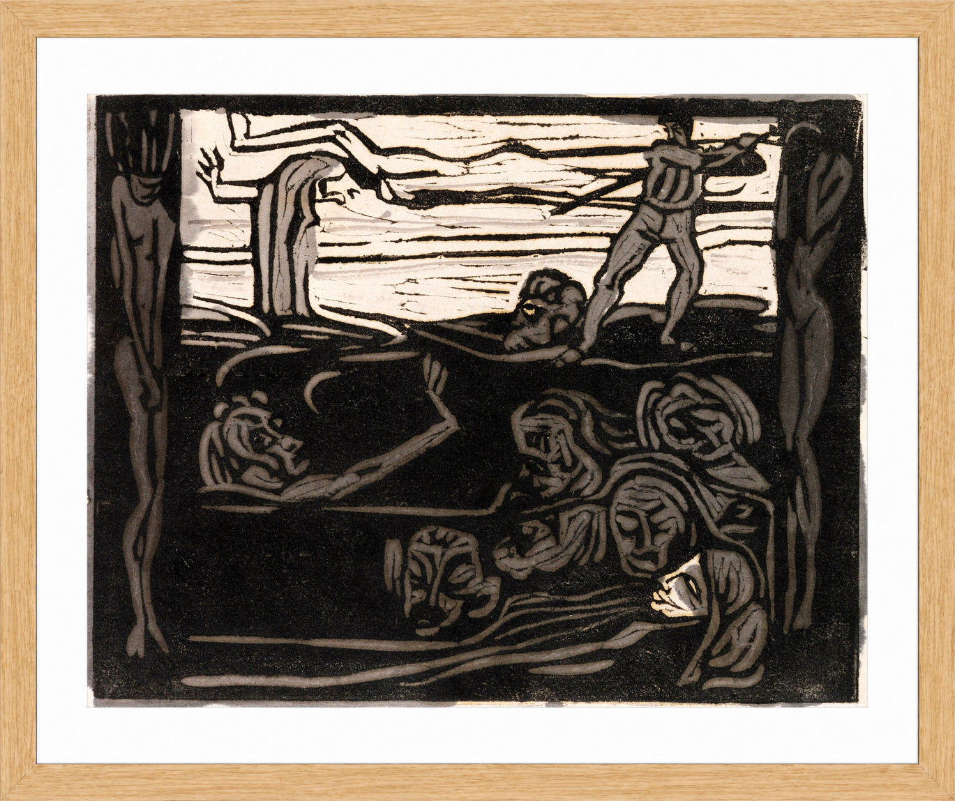 Hermann Max Pechstein Print, At the end (1906) in a light oak frame