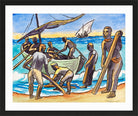 Hermann Max Pechstein Print, Ausfahrt zum Fischfang (1951) in a black frame