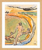 Hermann Max Pechstein Print, Badende an der Buhne (1912) in a light oak frame