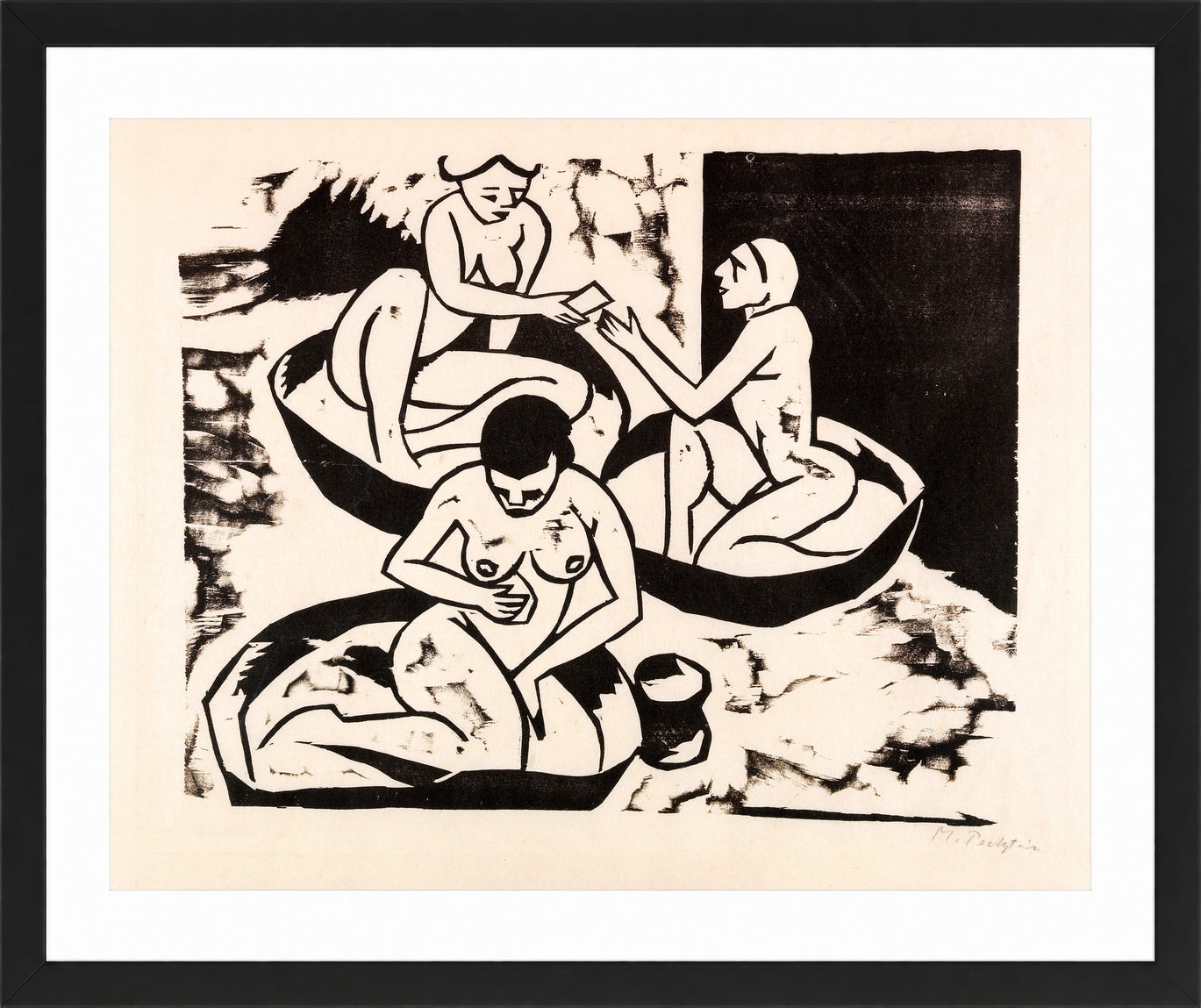 Hermann Max Pechstein Print, Badende II (1911) in a black frame