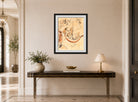 Hermann Max Pechstein Print, Badende Palau II (1914) displayed above a console table