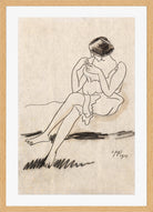 Hermann Max Pechstein Print, Beim Trägerknöpfen (1914) in a light oak frame