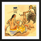 Hermann Max Pechstein Print, Bewegungsstudie (Geschwister) (1913) in a black frame