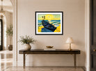 Hermann Max Pechstein Print, Boat at sunrise (1949) displayed above a console table