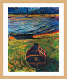 Hermann Max Pechstein Print, Boats at Dangasterpriel (1910) in a light oak frame