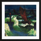 Hermann Max Pechstein Print, Boats on the Baltic Sea (1910-1922) in a black frame