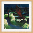 Hermann Max Pechstein Print, Boats on the Baltic Sea (1910-1922) in a light oak frame