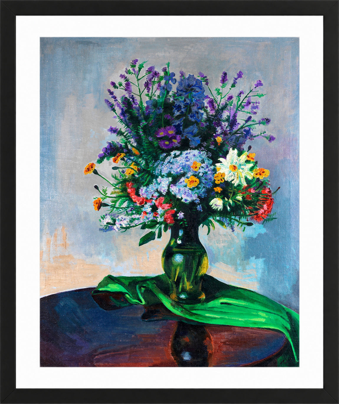 Hermann Max Pechstein Print, Bouquet of Flowers (1927) in a black frame