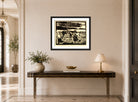 Hermann Max Pechstein Print, Cow with Women (1923) displayed above a console table