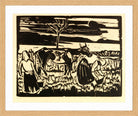 Hermann Max Pechstein Print, Cow with Women (1923) in a light oak frame