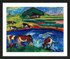 Hermann Max Pechstein Print, Cows (1910) in a black frame