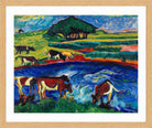 Hermann Max Pechstein Print, Cows (1910) in a light oak frame