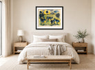 Hermann Max Pechstein Print, Cows in the pasture (1923) displayed above a bed