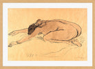 Hermann Max Pechstein Print, Crouching Nude (1917) in a light oak frame